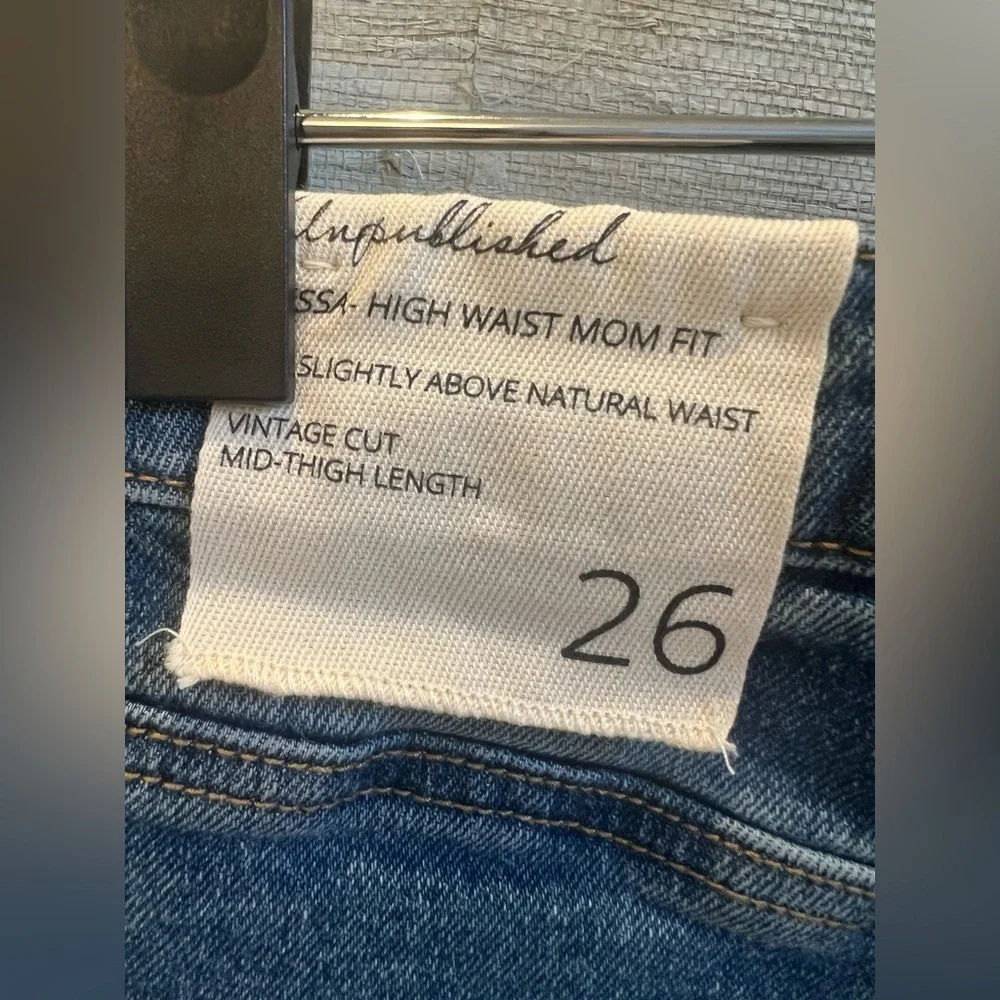 NWT new 26 Anthropologie unpublished Tessa denim Bermuda shorts jean dark - Picture 12 of 17